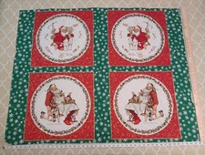 Norman Rockwell Santa Elves Pillow Placemats Fabric Panel Hallmark VTG 36
