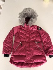 Obermeyer Girls Teen S / 8 Magenta Pink Ski Snowboard Jacket Faux Fur Hood
