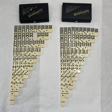 Lot of 2 Vtg Dominoes Double 9 Set Of 55 Vinyl Case READ Missing 1 Tile