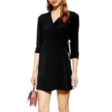 Topshop NWT Black Wrap Mini Dress with Belt Size 6