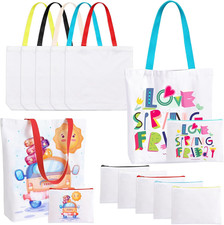 10 Pcs Sublimation Tote Bags Bulk, 5 Sublimation Blanks Canvas Tote Bags  5 Cos