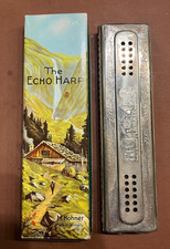 Alte Hohner Mundharmonika Echo Harp 21,5cm +Papp Karton Etui 15cm Sammlerstück