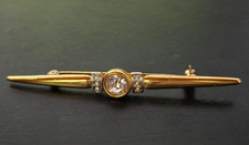 Filigrane vintage Brosche Goldoptik mit Strass rund / eckig ca. 8 cm aus 70ern