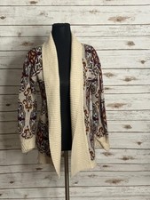 Vtg Saks Fifth Avenue wool-blend multicolored open cardigan sweater Size Large