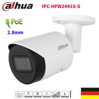 Dahua IPC-HFW2441S-S 4MP PoE WizSense SMD+ in MIC Bullet Sicherheitskamera 2.8mm