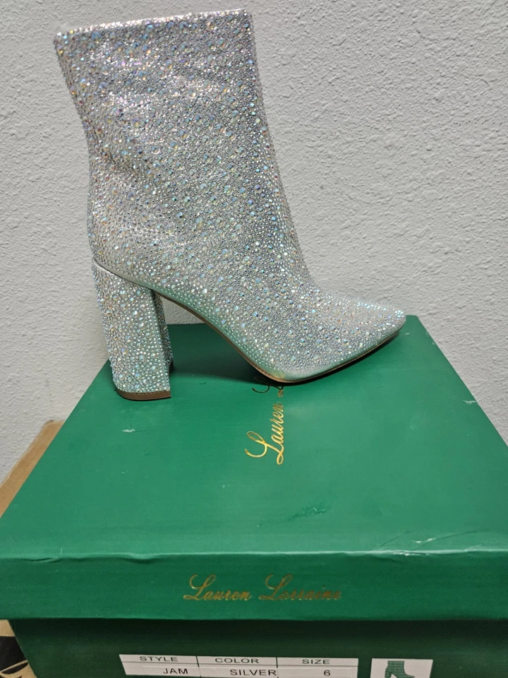 Lauren Lorraine(Nordstrom) - JAM, Silver Rhinestone Boots, Women's Size 6 - Image 3 of 4