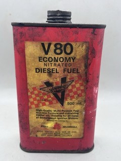 VINTAGE VERON V80 Fuel Tin CAN 1/2 Pint RARE Paper Label R/C Model Aviation