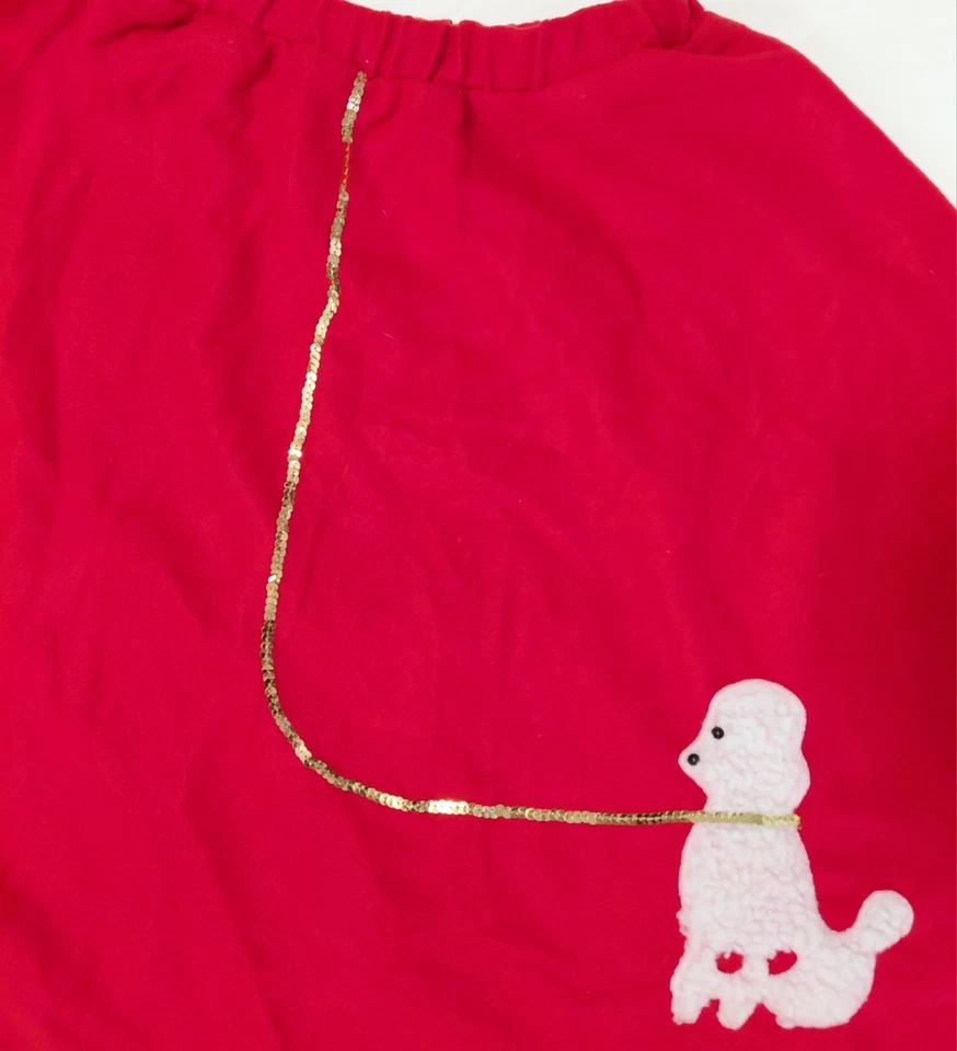 Falda Caniche Rojo Años 50 Adulto Grande Bobby Soxer Disfraz Halloween Foto 3 de 4