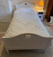 John Lewis Little Home Single Bed Heart White Wood With Mattress & Table