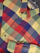 Orvis Flannel Multicolor Plaid Button Down Shirt Men s XL