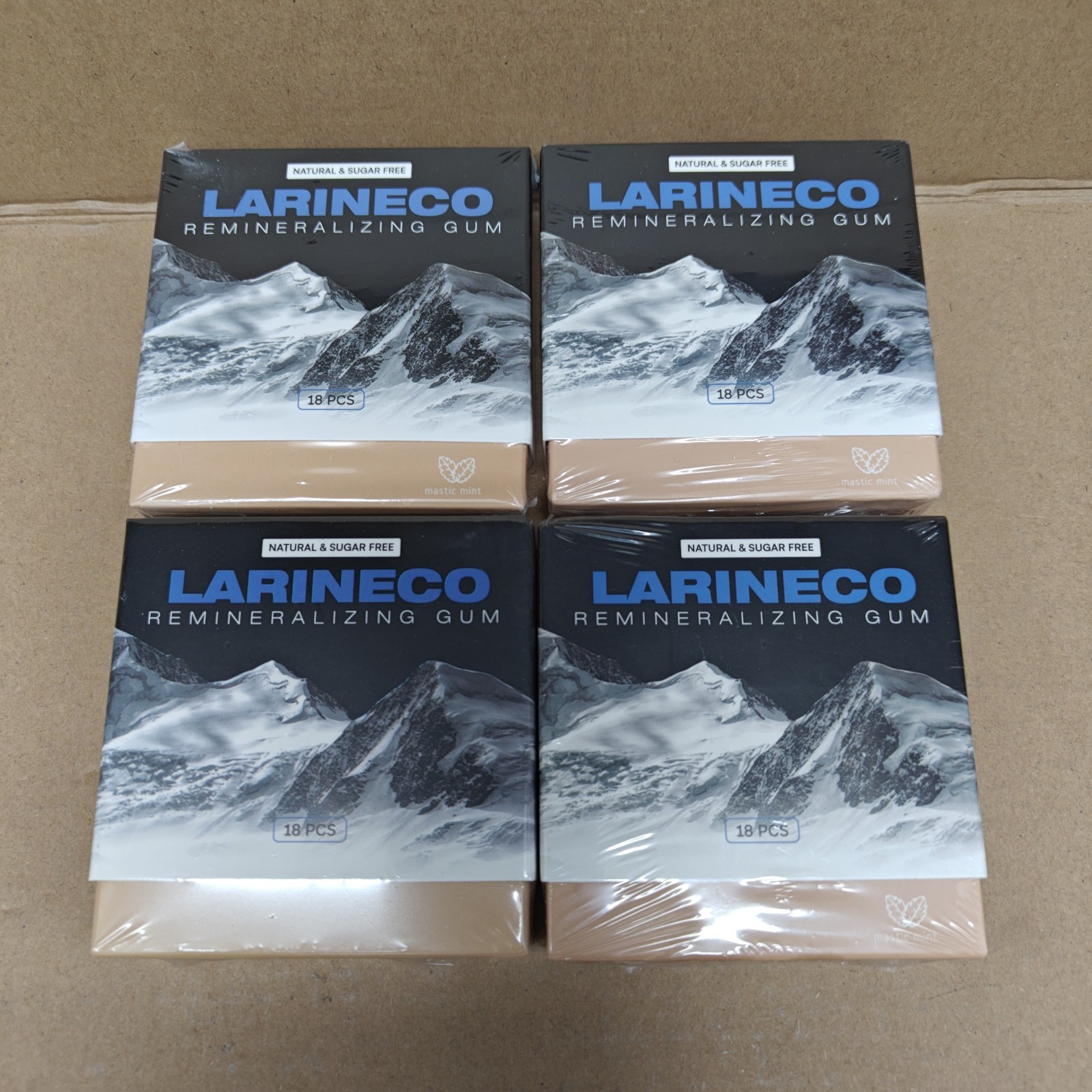 LARINECO Remineralizing Gum Mastic Mint 4 Boxes, 72pcs (Defects) (B30)