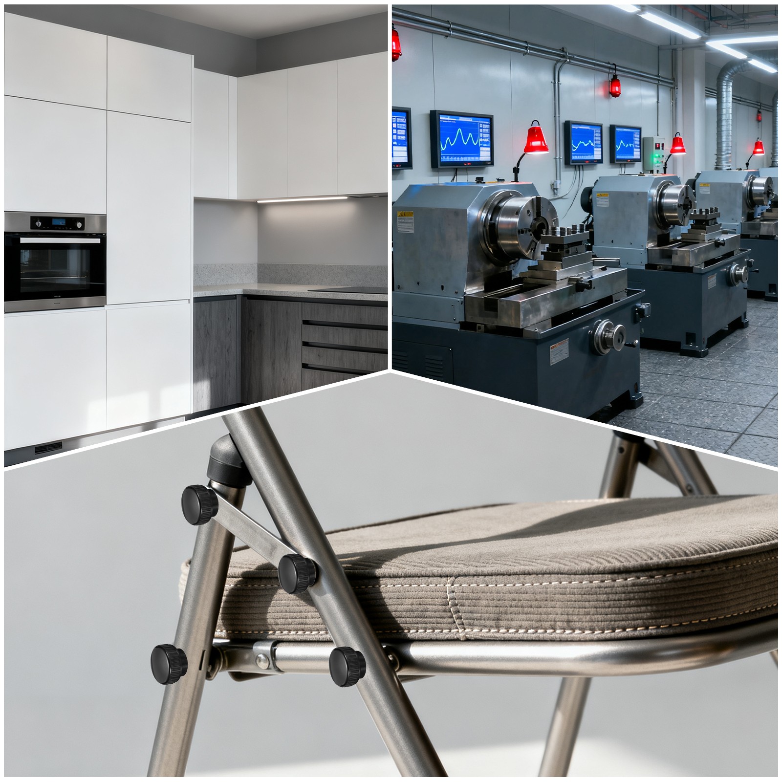 2Pcs Knurled Thumb Nuts, M10 x 40mm Clamping Nuts Round Knobs(Black)