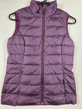 Eddie Bauer Down Puffer Vest Women's S Purple Full Zip Outdoor Down Vest