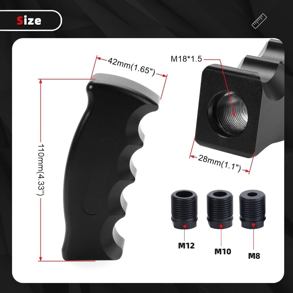 Aluminum Universal Slotted Pistol Grip Handle Manual MT Gear Stick Shift Knob - Image 4 of 4
