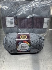 Lion Brand 24/7 Cotton Yarn Color 149 Silver 4 Skein Lot