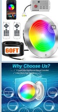 PoCare 54W 10Inch LED Pool Lights Multicolor Changing 10" Remote And Phone App