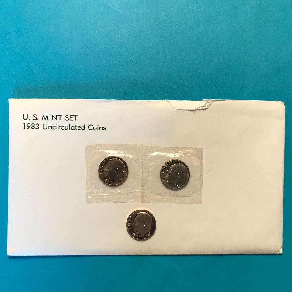 1983 P D S   Roosevelt Dime Set   2-Unc in Cello & 1-Proof     FREE SHIP - Image 3 of 3