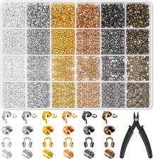 2220 Pieces Crimp Beads for Jewelry Making, Knot Covers, Crimp Tubes and Wire G