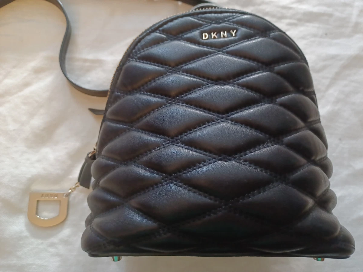 DKNY Leather Crossbody Lara Quilted Bag Mini Backpack Look Cordovan NWOT  Black