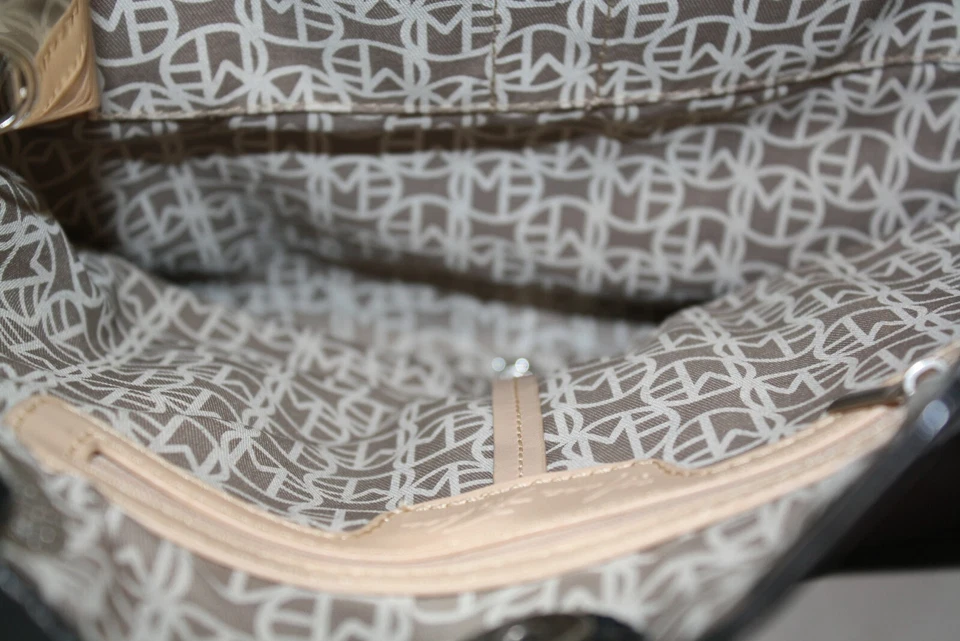 Marc Fisher Large Steel Gray Shiny Patent Tote Bag Purse Silve Snakeskin Accents - Image 4 of 4