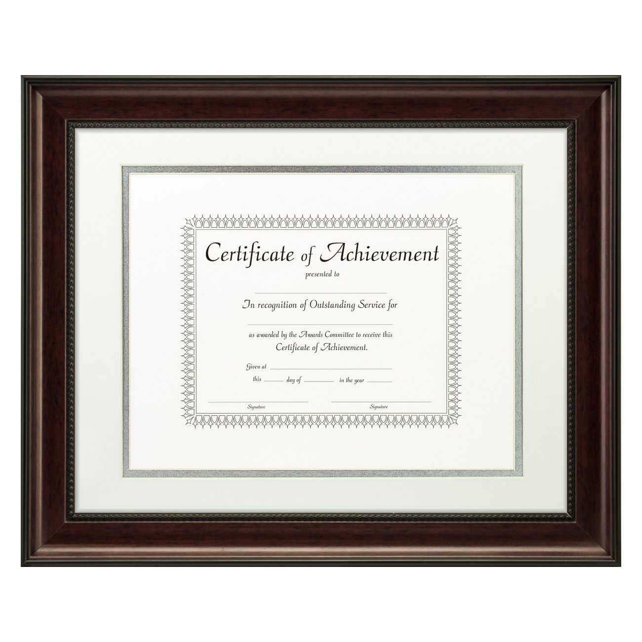 11x14 Dark Mahogany Document Frame with Double Mat for 8.5x11 Display