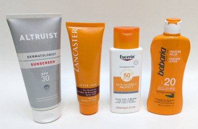 4er Set Sonnencreme Altruist, Lancaster Tan Maximizer, Eucerin, Babaria