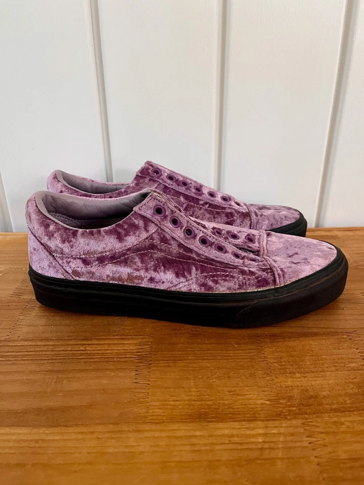 Vans Old Skool Sea Fog Purple Velvet Skate Shoes Size Men 6.5/Women 8 - Image 2 of 4
