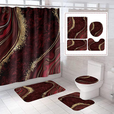 4Pcs Luxury Marble Shower Curtain Sets, Bathroom Sets with Shower Curtain, Toile