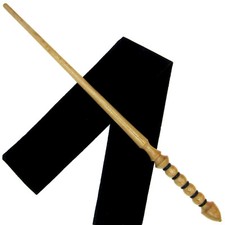 15" Hand Turned Directions Teak Wood Magic Wand Witch Wizard Wiccan w/ Free Bag