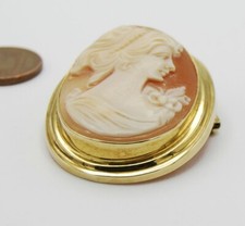 Gemme Kamee Camee Anhänger f. Kette Brosche Nadel Groß 585 Gold