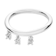 Triple Bright Round Cut Moissanite In Real 10K White Gold Engagement Band