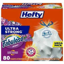 Hefty Ultra Strong Tall Kitchen Trash Bags NEW Fabuloso Scent 13 Gallon 80 Count