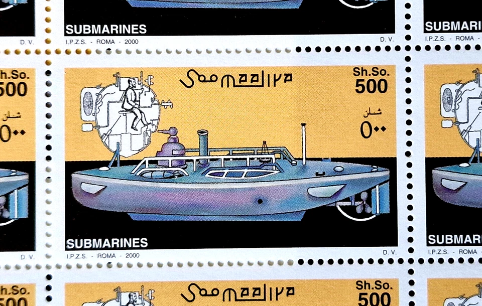 Somalia 2000 MNH Submarines U Boats 60 Stamps 3 Full Sheets Mi €280.00 - Image 4 of 4