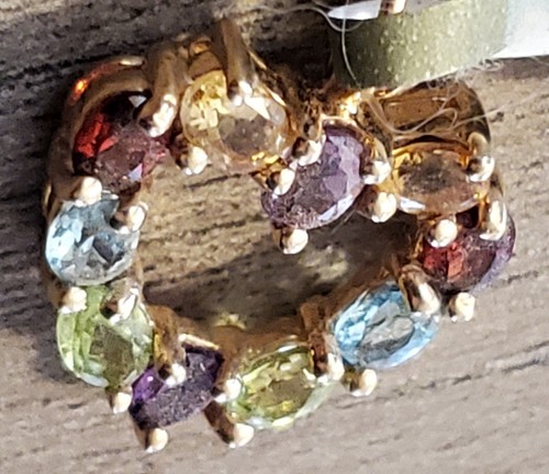 Ciondolo cuore taglio ovale multi pietre preziose in laboratorio oro giallo massiccio 10 kt - Foto 15 di 24