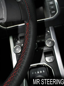 Se adapta a VW New Beetle 98-05 Cubierta del Volante Cuero Negro Rojo Doble Costura