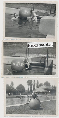 3113  Foto 3x NIVEA  Wasserball Familien Einsatz im Schwimmbad