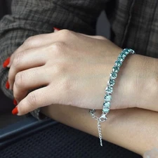 15Ct  5mm Certified Unisex Blue Diamond Tennis Bracelet-Tariff Free Delivery