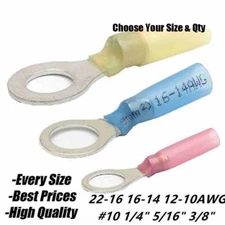 Wire Crimp Connectors Waterproof Heat Shrink Ring Terminals 22-10 AWG  USA