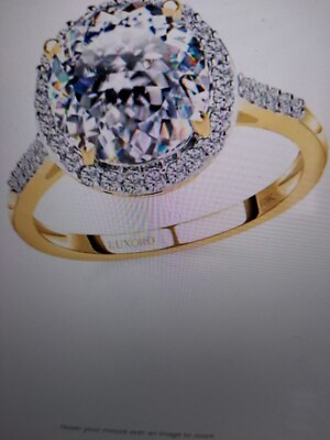 Luxoro 10K Gelbgold 120 Facetten Moissanit Halo Ring