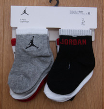 Air Jordan Baby 6 Pack Lightweight Ankle Socks Gray, White, Red Black 6-12M