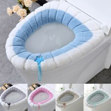 2Pcs Soft Fabric Home Toilet Seat Cover Pads Cushion Warmer Cover Mat Washable