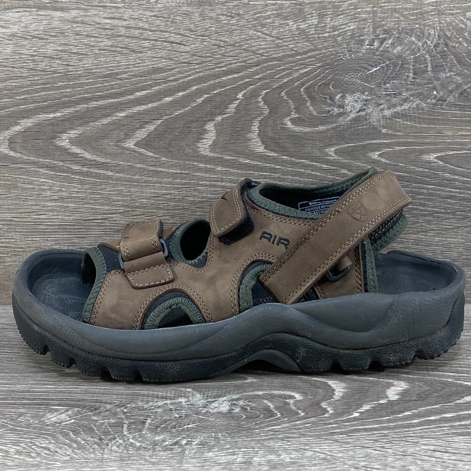 Sandali da golf uomo Nike Air tacchetti marroni verdi taglia 9 cinturini regolabili in pelle