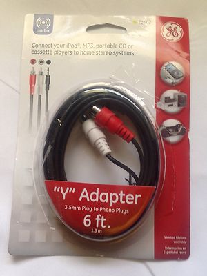 GE ''Y'' Adapter 6'' Plug To Phone Plug
