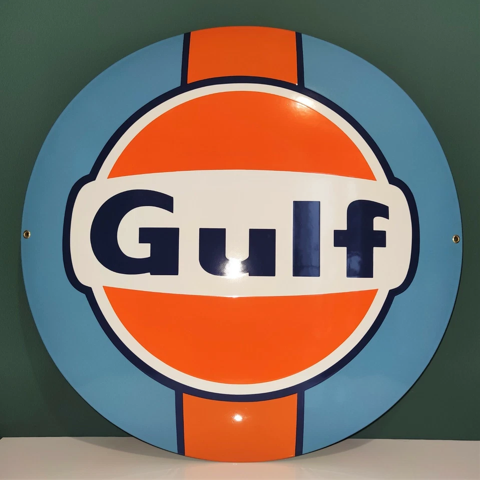 Enamel plaque GULF ø 50 cm WARRANTY emblem sign logo plate  - Image 4 of 4
