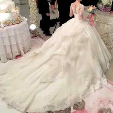 White A Line Wedding Dresses Bridal Gowns Princess Puffy Tiered Tulle De Noiva
