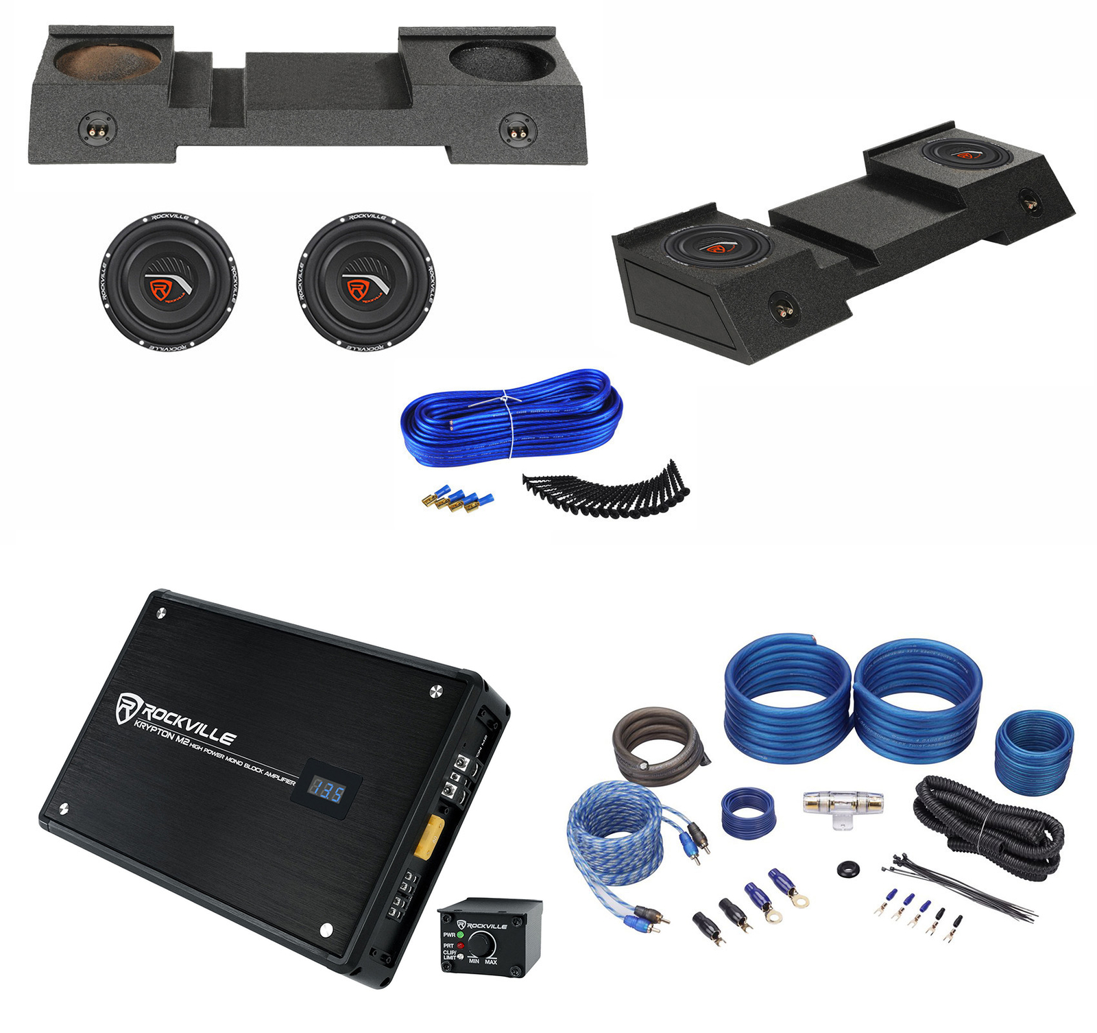 Двойной корпус на 10 сабвуферов Сабвуферы Усилитель Комплект для 01-16 Chevy AvalancheCadillac Escalade 64990₽