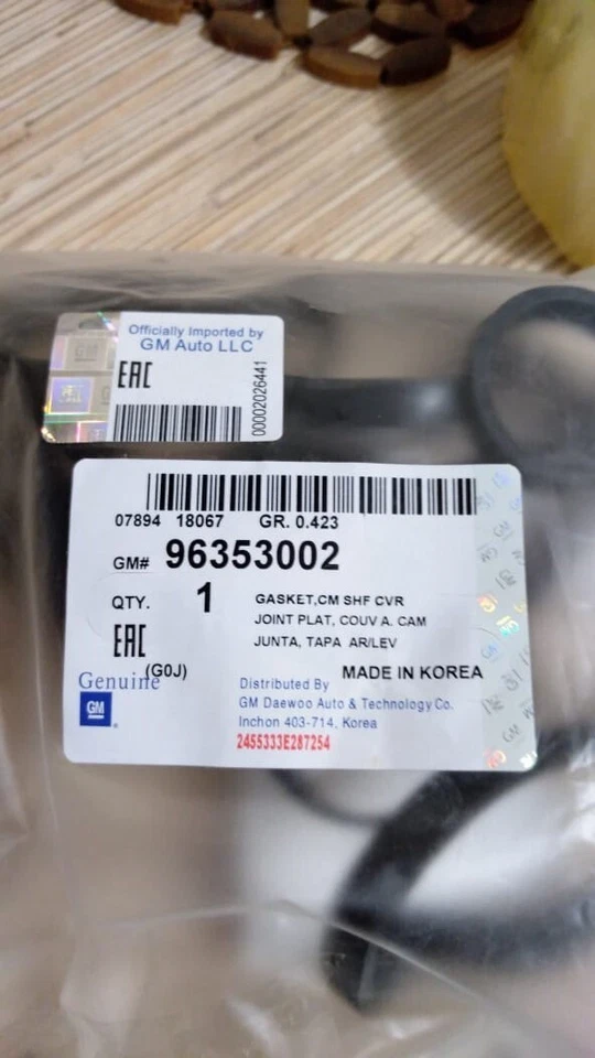 Juego de juntas de cubierta de válvula de motor GENUINO para Chevrolet Aveo G3 Wave 04-10 96353002 Foto 2 de 3
