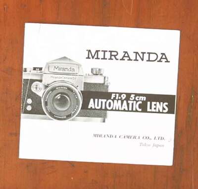 MIRANDA F1.9 5 CM AUTOMATIC LENS MANUAL/47731 | eBay