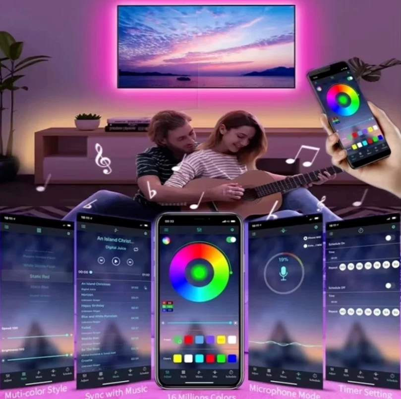 Striscia LED RGB USB Flessibile Controllo APP 5050 per TV e Decorazione - Immagine 4 di 4