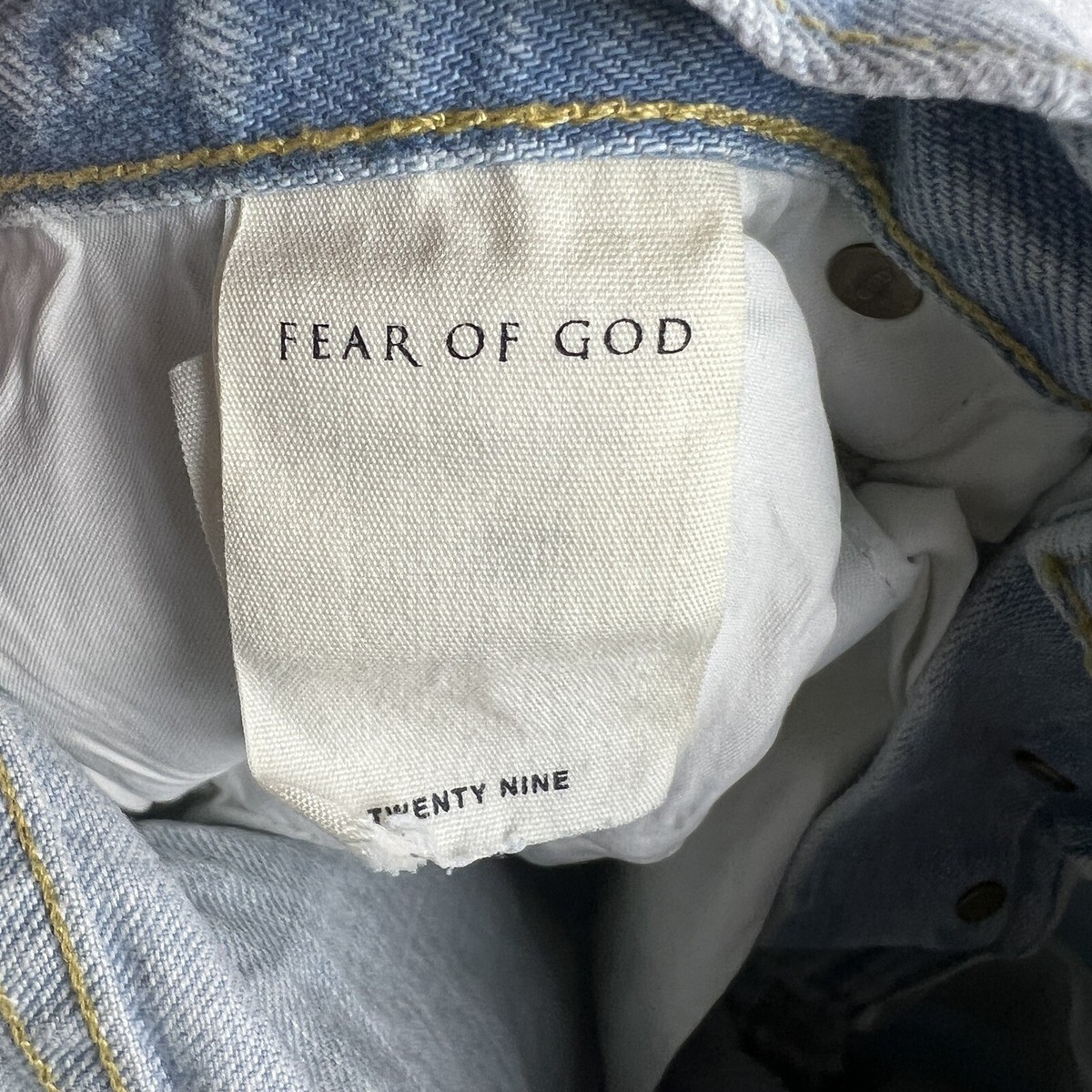 Fear Of God Jeans 29 Mens Light Blue Denim Slim Fit Zipped Fear Of God Jeans 29 Mens Light Blue Denim Slim Fit Zipped
